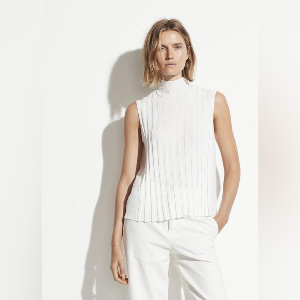 Vince Sleeveless Mixed Rib Turtleneck